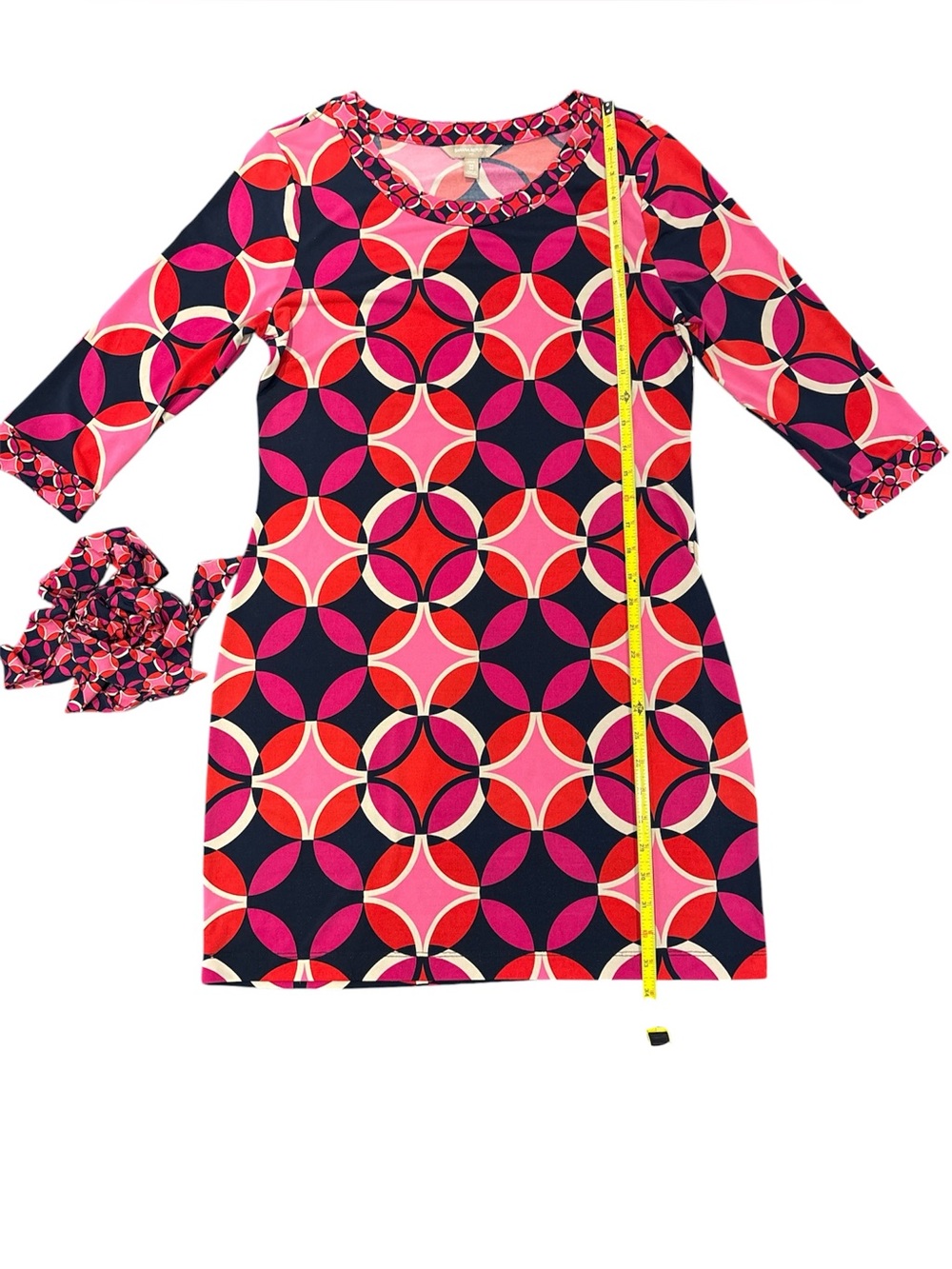 Banana Republic geometric print dress in Pink & Navy, size M petite